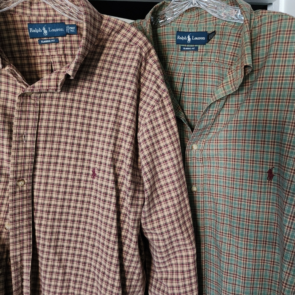 Two pre-owned Ralph Lauren Polo Macy's bought button-up dress casual shirt